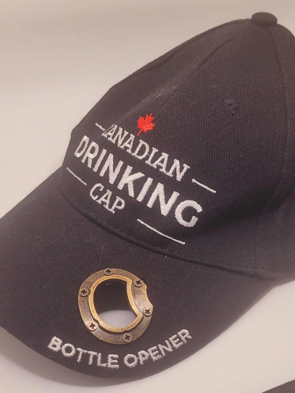 Canadian Drinking Cap Bottle Opener Baseball Hat - Black